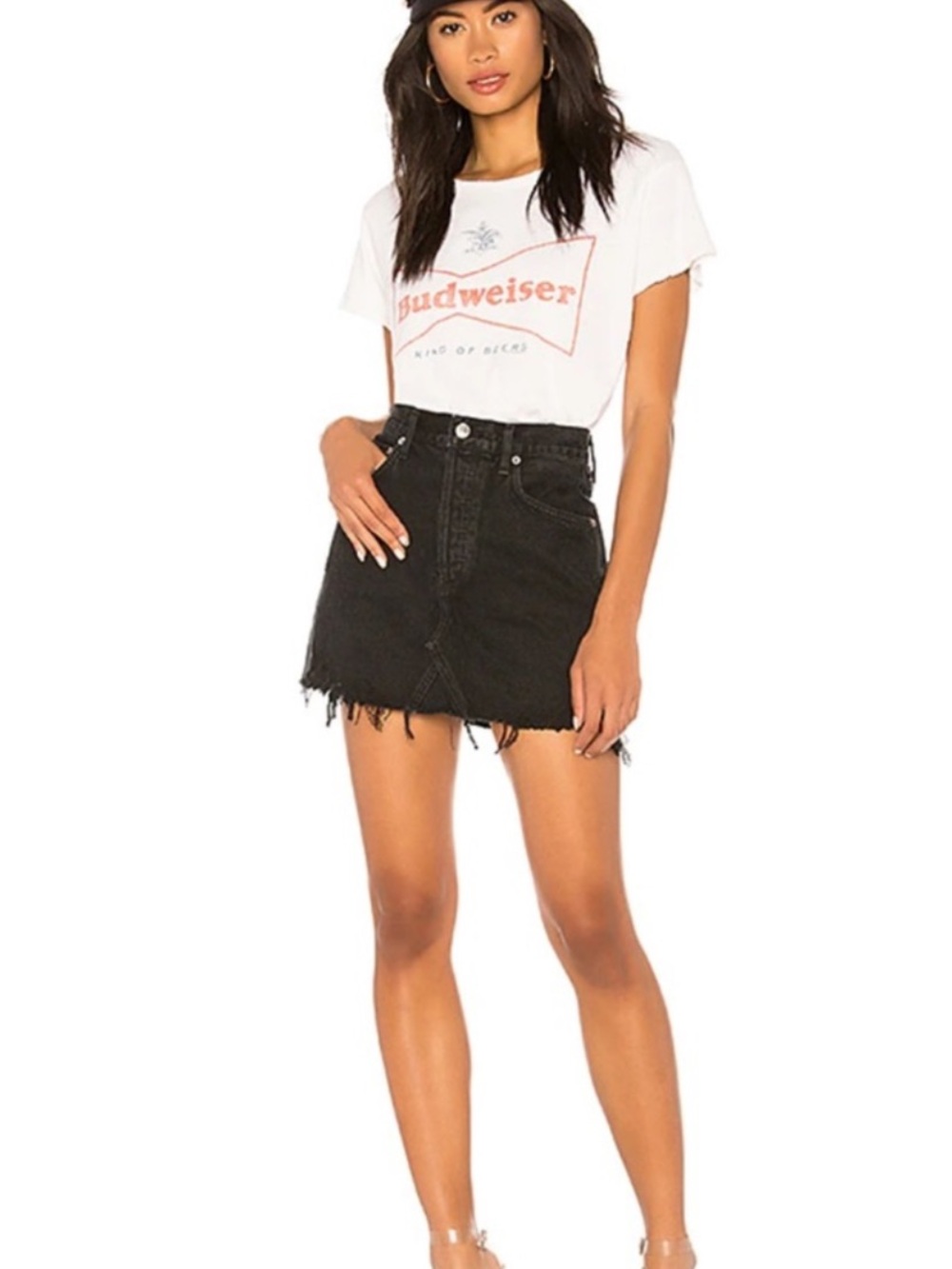 AGOLDE Quinn High Rise Mini Skirt Black